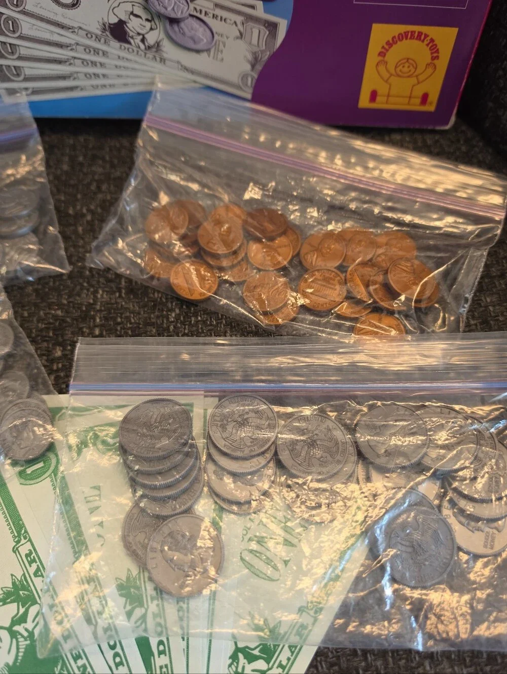 2001 Discovery Toys Money! Money! Game Complete Replacement Set Of Coins & Bills